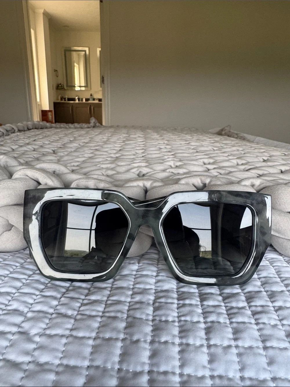Chunky Square Oversized Sunglasses in Smoky Gray